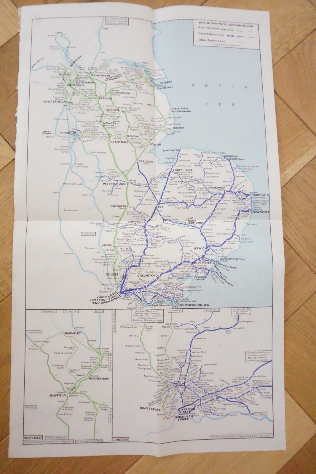 Feb 1962 Eastern Region British Rail Railway Map VGC