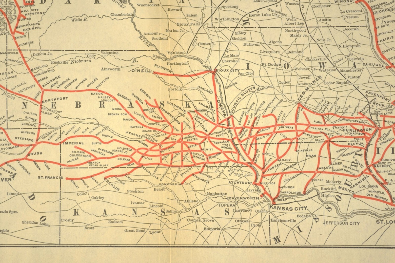 Chicago Burlington Quincy Railroad Map CBQ RR Burlington Route Vintage