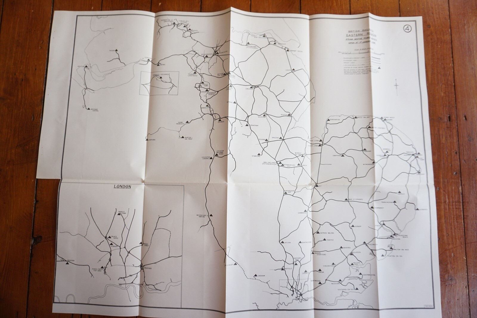 1958 Steam Motive Power Depots Open at 1948 Eastern Region Railway Map