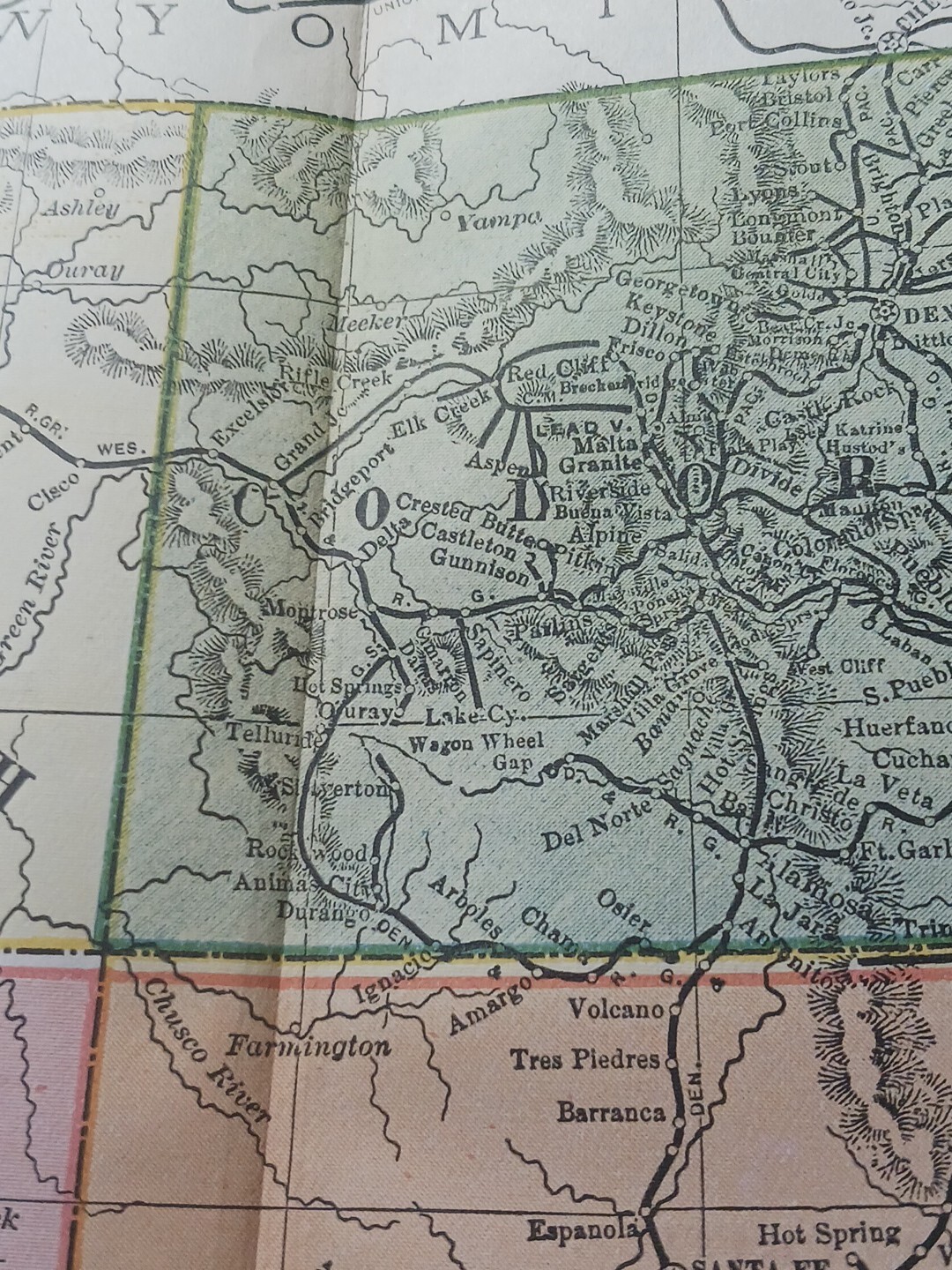1895 Antique Train Route Map Utah Arizona Colorado NM All Railroad Lines 11″×9″