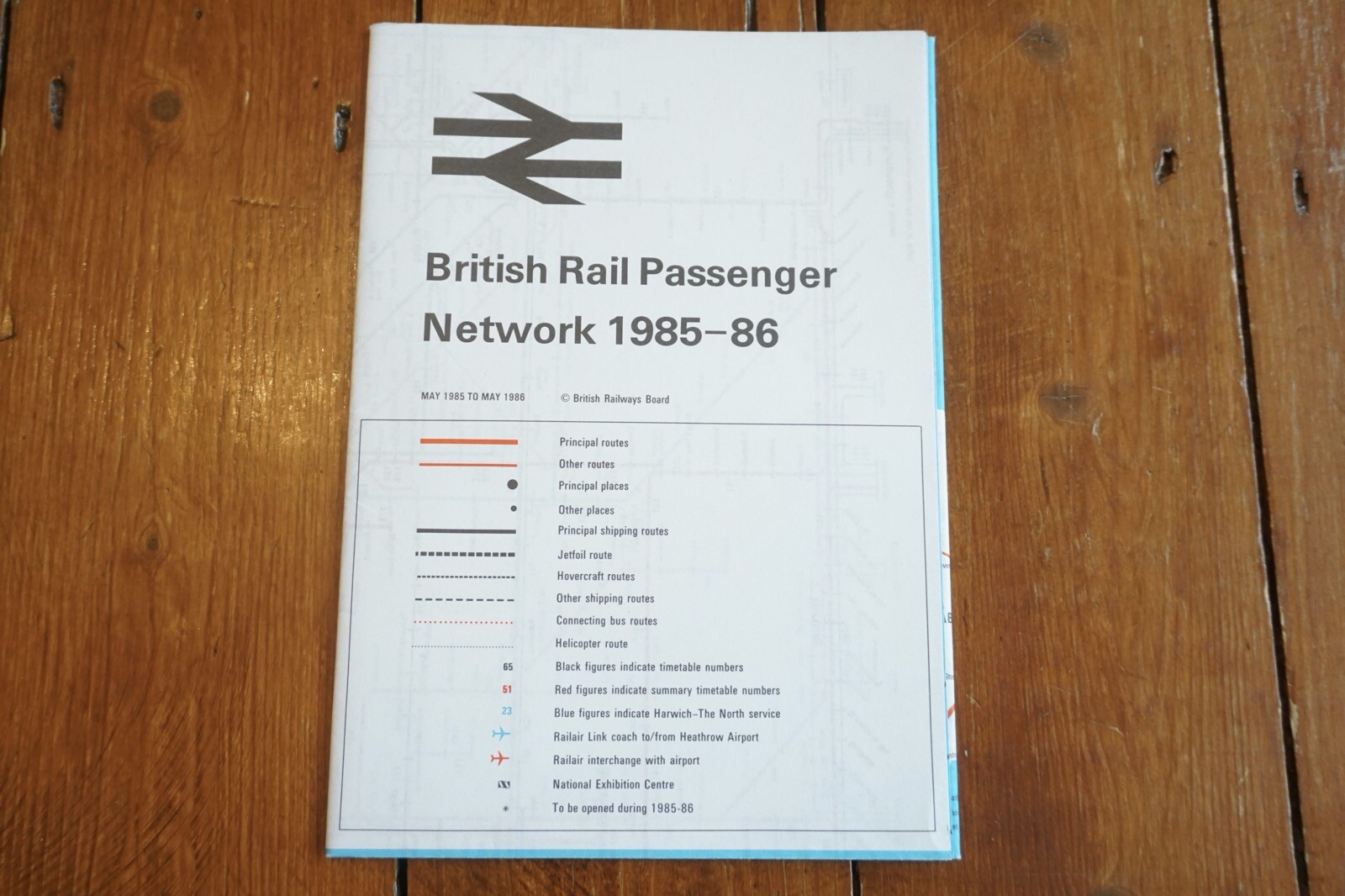 1985 1986 British Rail Passenger Network Railway Map VGC