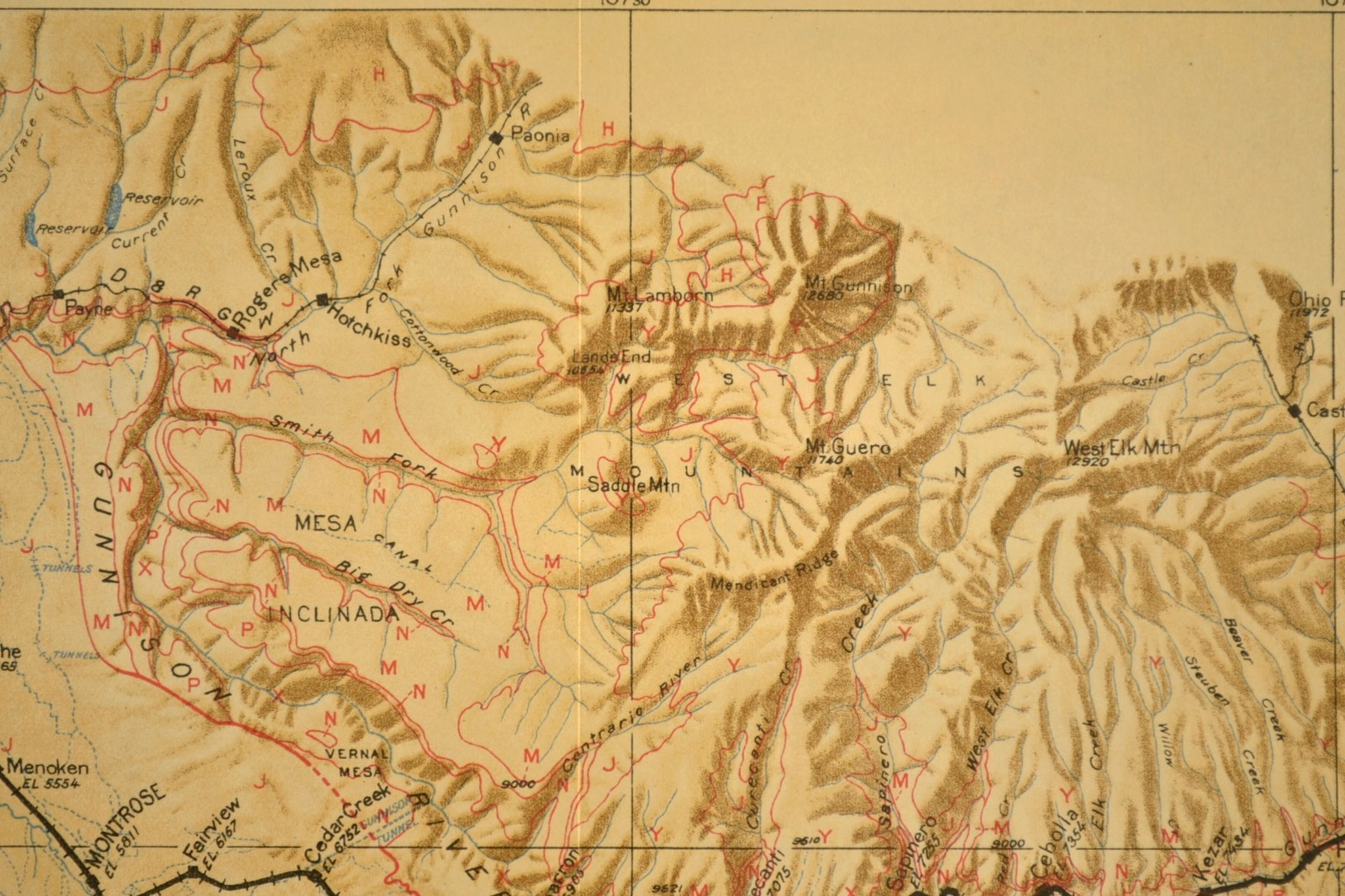 1922 Antique Denver Rio Grande Railroad Map Montrose Colorado Delta CO Gunnison