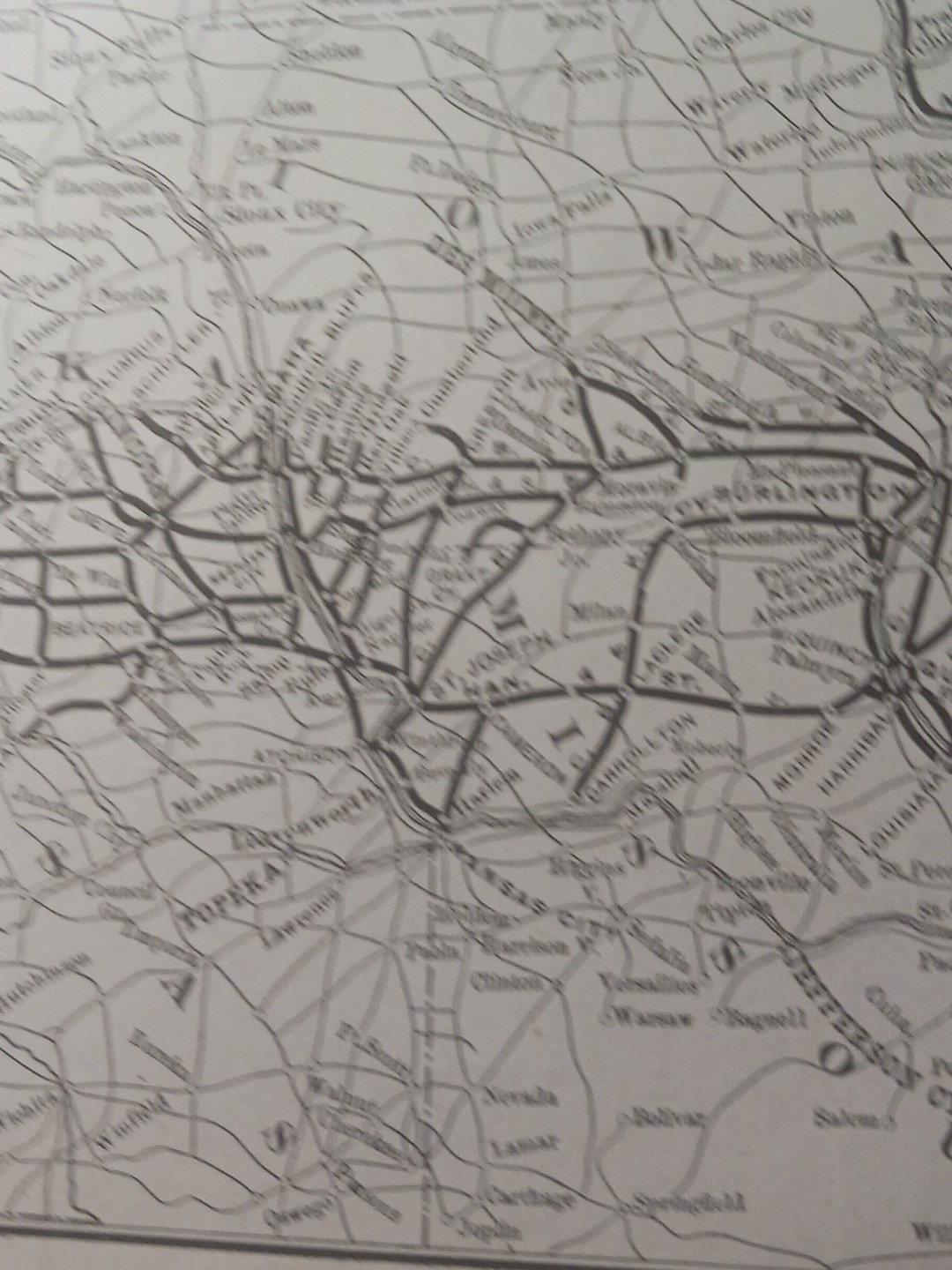 1892 Antique Railroad Map BURLINGTON ROUTE Chicago Burlington & Quincy All Lines