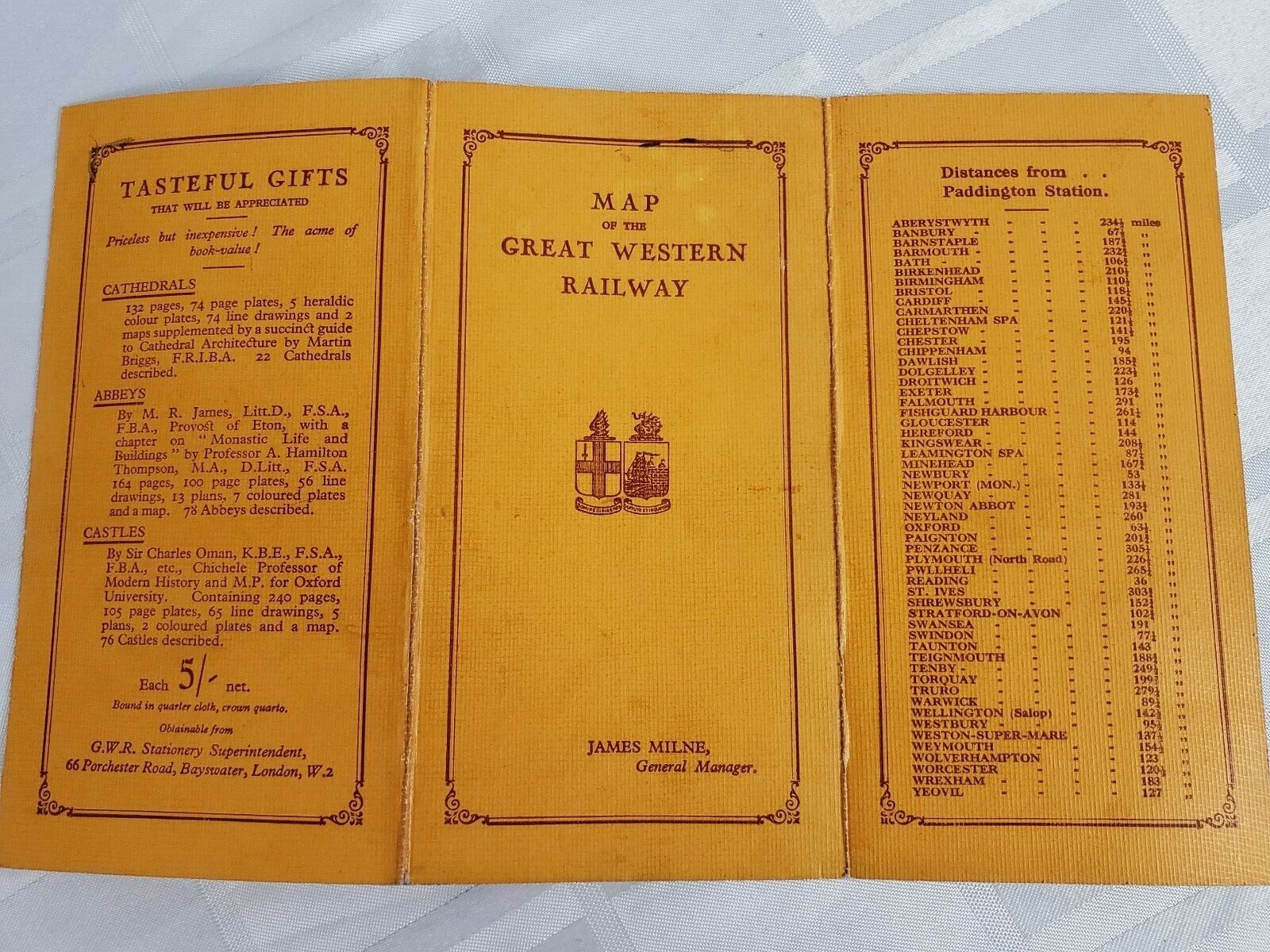 MAP OF THE GREAT WESTERN RAILWAY VINTAGE RAILROAD REFERENCE BOOKLET TRAIN ROUTE