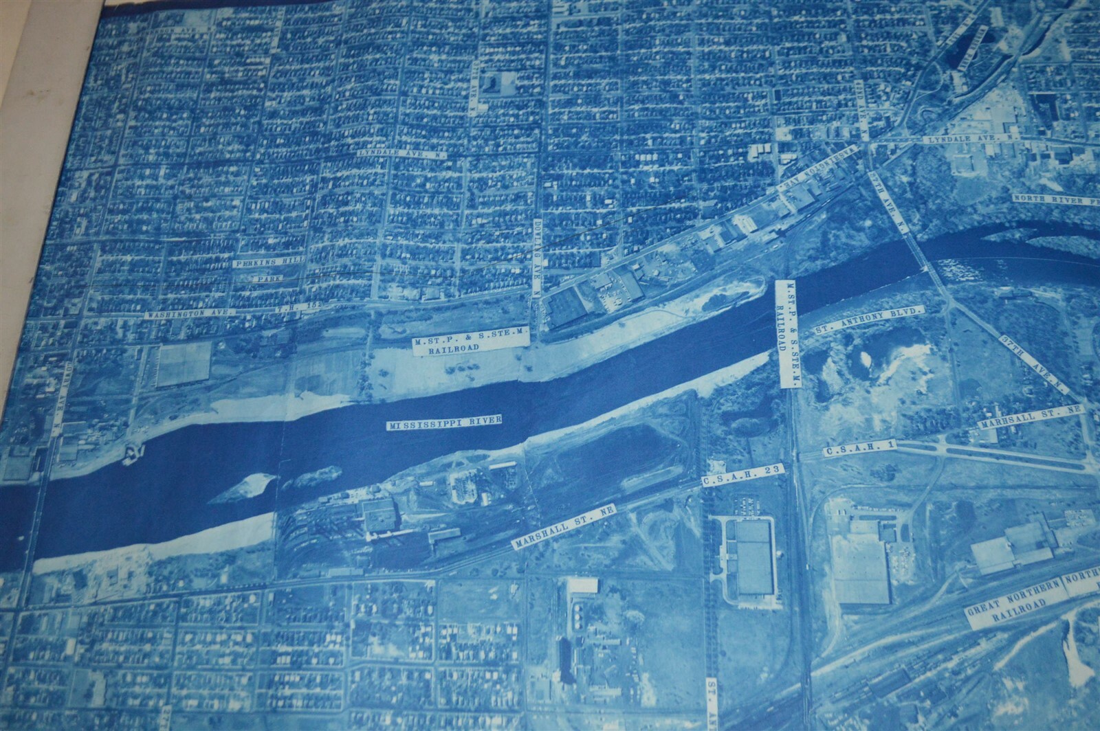 1962 Minnesota Hwy Dept Minneapolis Map Railroads NE Great Northern & NP Yards