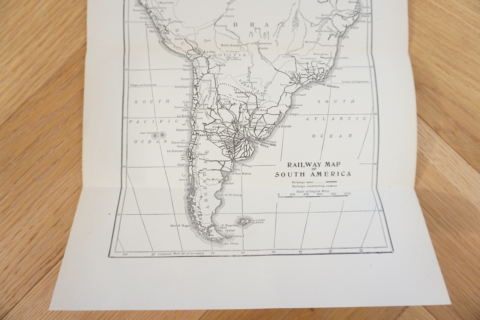 1922 South America Railway Original Railway Map