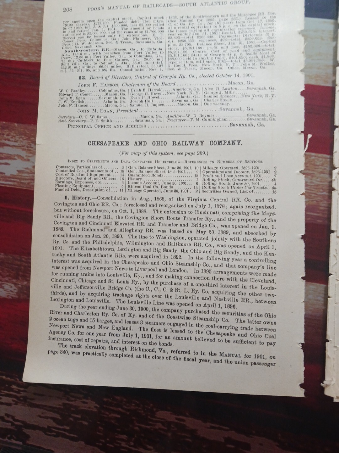 1902 Train Route Map + Report CHESAPEAKE & OHIO RAILWAY Rosney Virginia Railroad