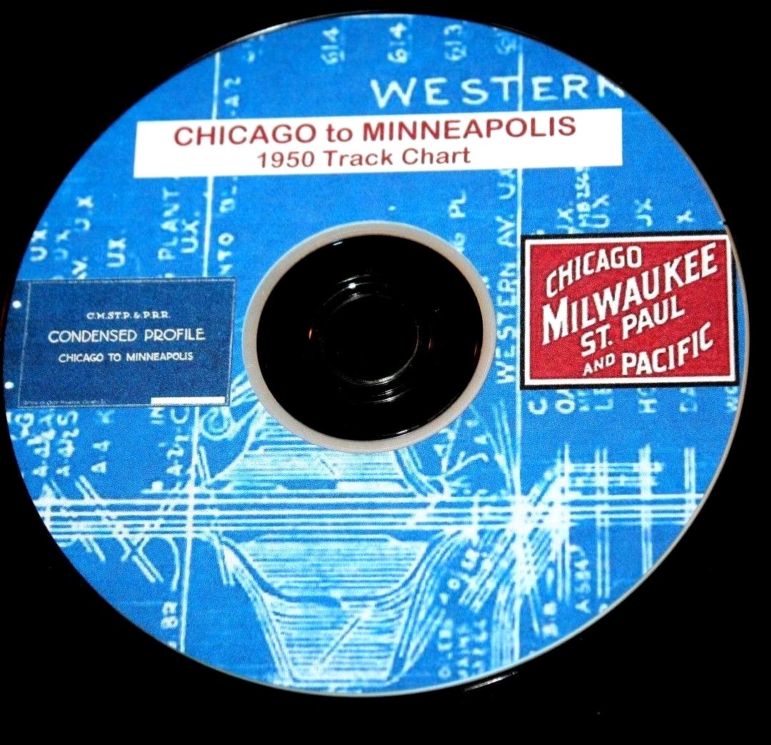 Milwaukee Road CMStP&P 1950 Chicago to Minneapolis Track Chart PDF Pages on DVD