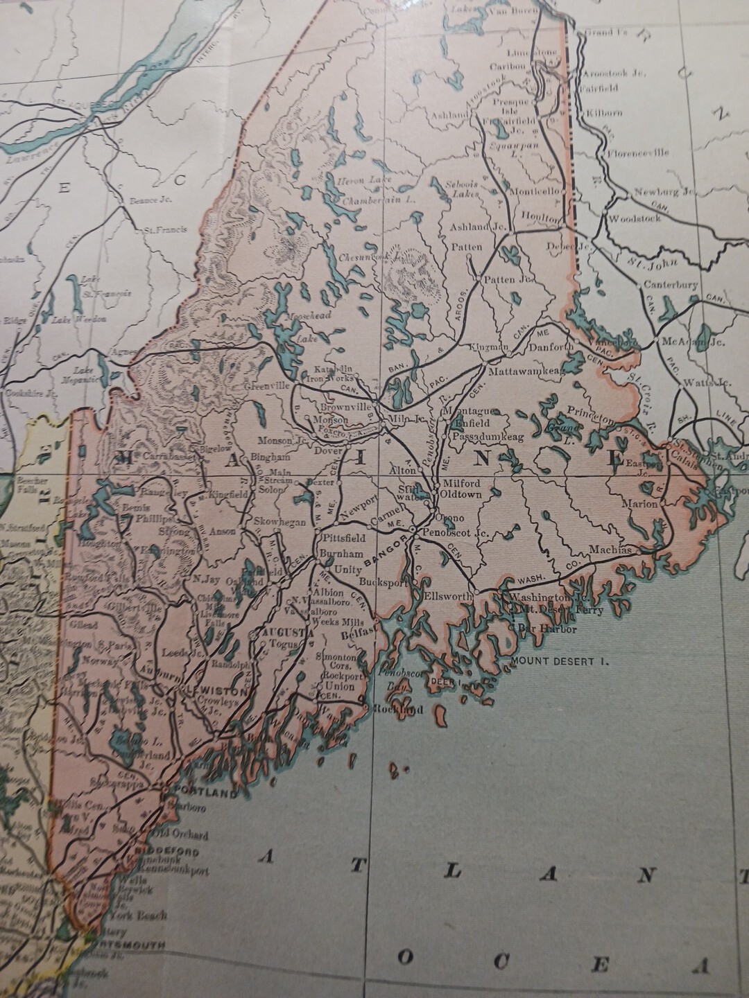 1902 Train Route Map MAINE New Hampshire VERMONT All Railroad Lines 11″×9″