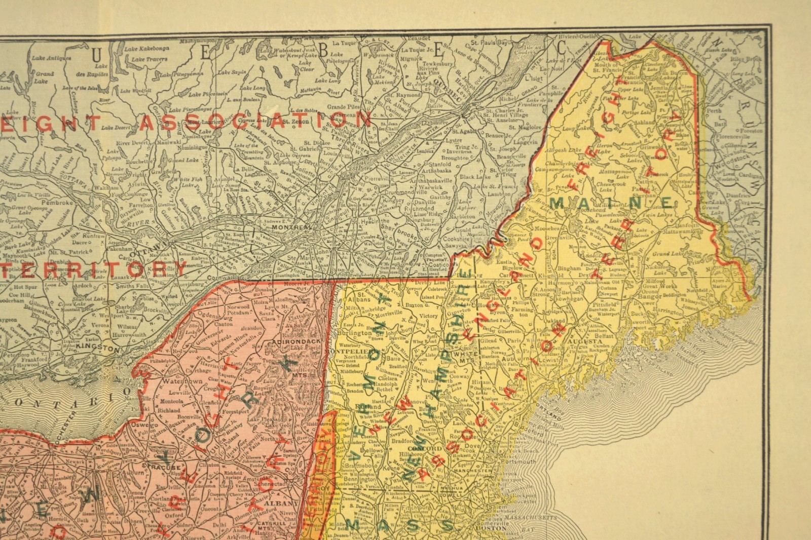 Northeast United States Map Railroad Freight Association Territories circa 1919