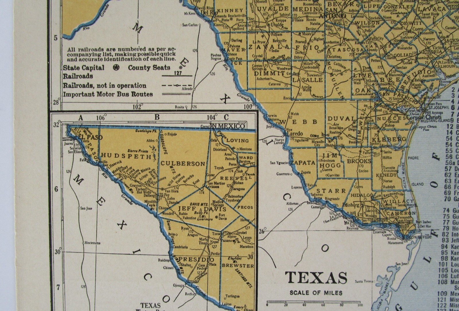 UT TX 1939 UTAH RAILROAD Map. DEEP CREEK RR or TEXAS. SAN BENITO & RIO GRANDE