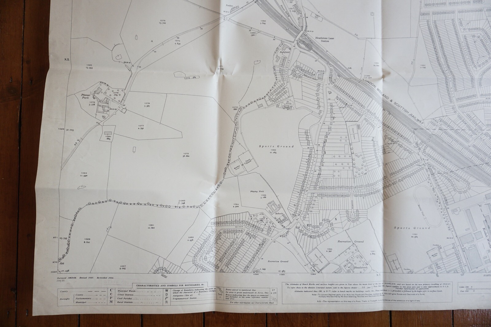 1936 Harrow Middlesex London LMS OS Railway Map