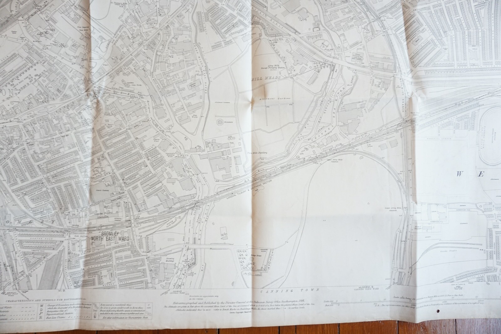 1916 Bromley GER Midland Rly London Tilbury Southend Junction OS Railway Map