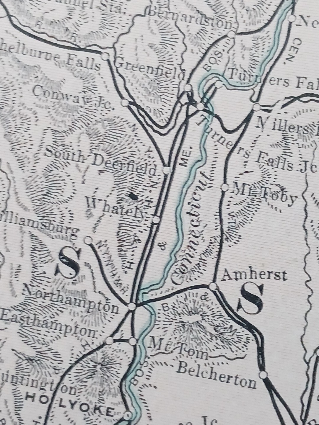 1906 Dated Train Route Map Massachusetts Connecticut all Railroad Lines 11″×9″