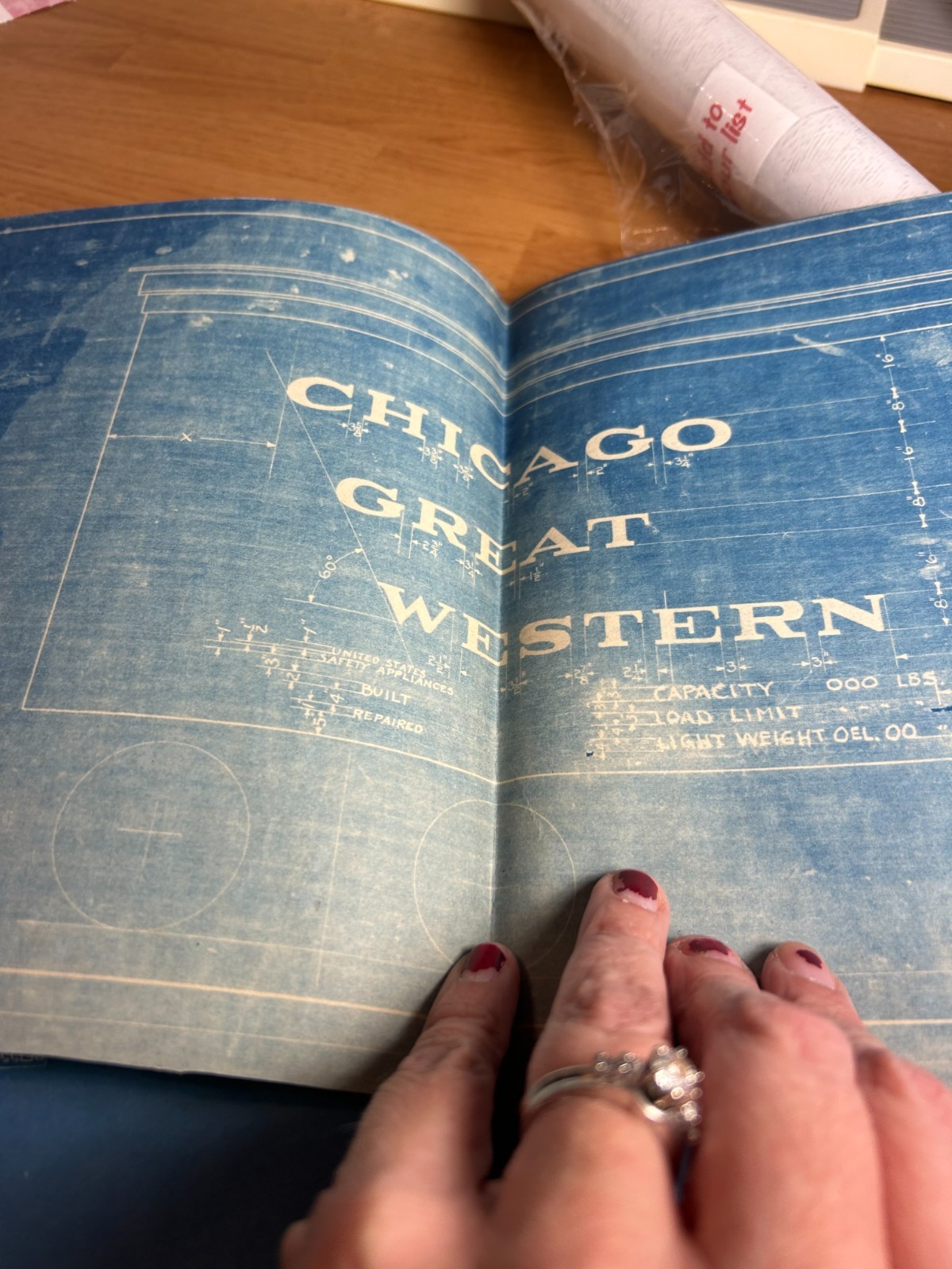 CHICAGO GREAT WESTERN RAILROAD LOCOMOTIVE LETTERING ORIG 1910 BLUEPRINT DATA