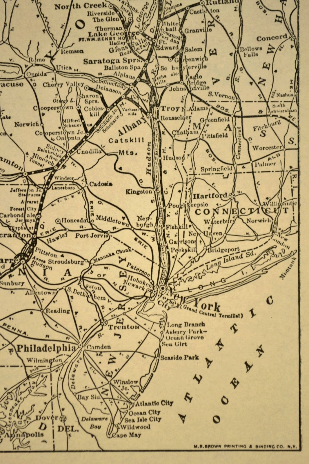 Vintage DELAWARE HUDSON Railroad Map DH RR Railway System Old Original 1930s