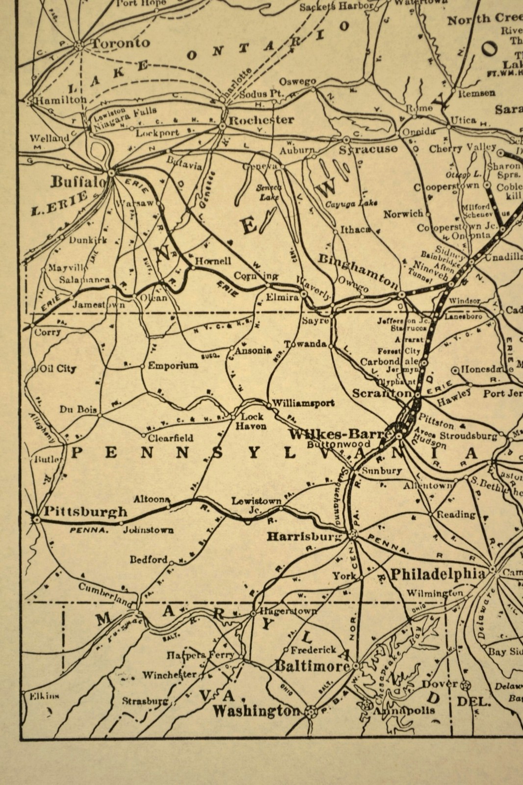 Vintage DELAWARE HUDSON Railroad Map DH RR Railway System Old Original 1930s