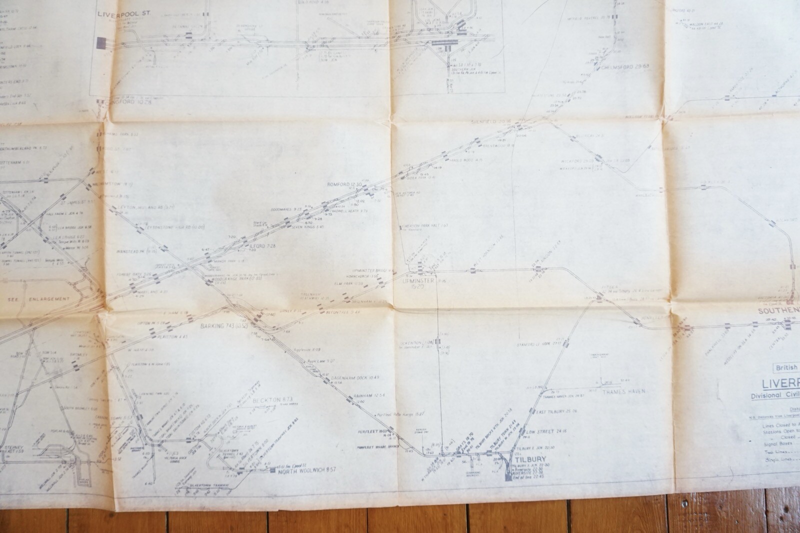 1966 British Rail Eastern Region Liverpool Street Division Railway Track Map