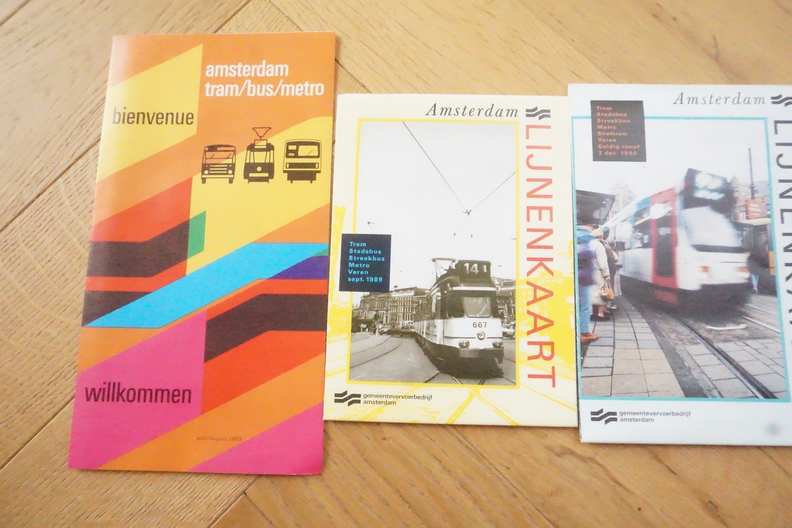1980s 1990s Amsterdam Netherlands GVB Bus Tram Route Map x4
