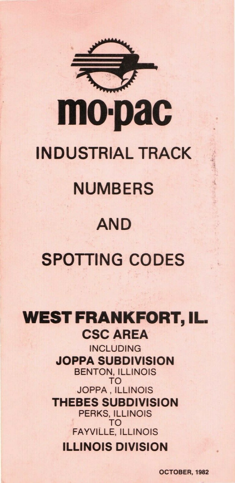 Missouri Pacific 1982 W Frankfort, IL Joppa – ILL Div ZTS PDF Pages on DVD