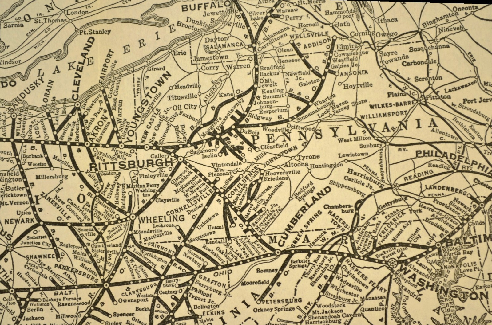 Vintage B & O Railroad Map Baltimore and Ohio RR ca 1940 Original East West