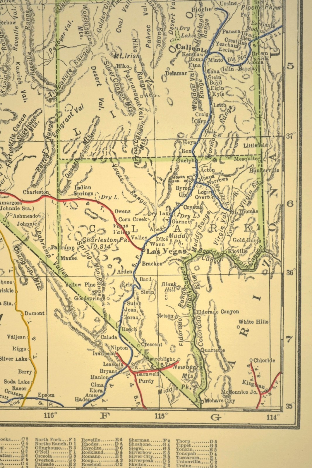 1914 Antique Map of NEVADA Railroads Map ORIGINAL Atlas Southern Pacific DATED