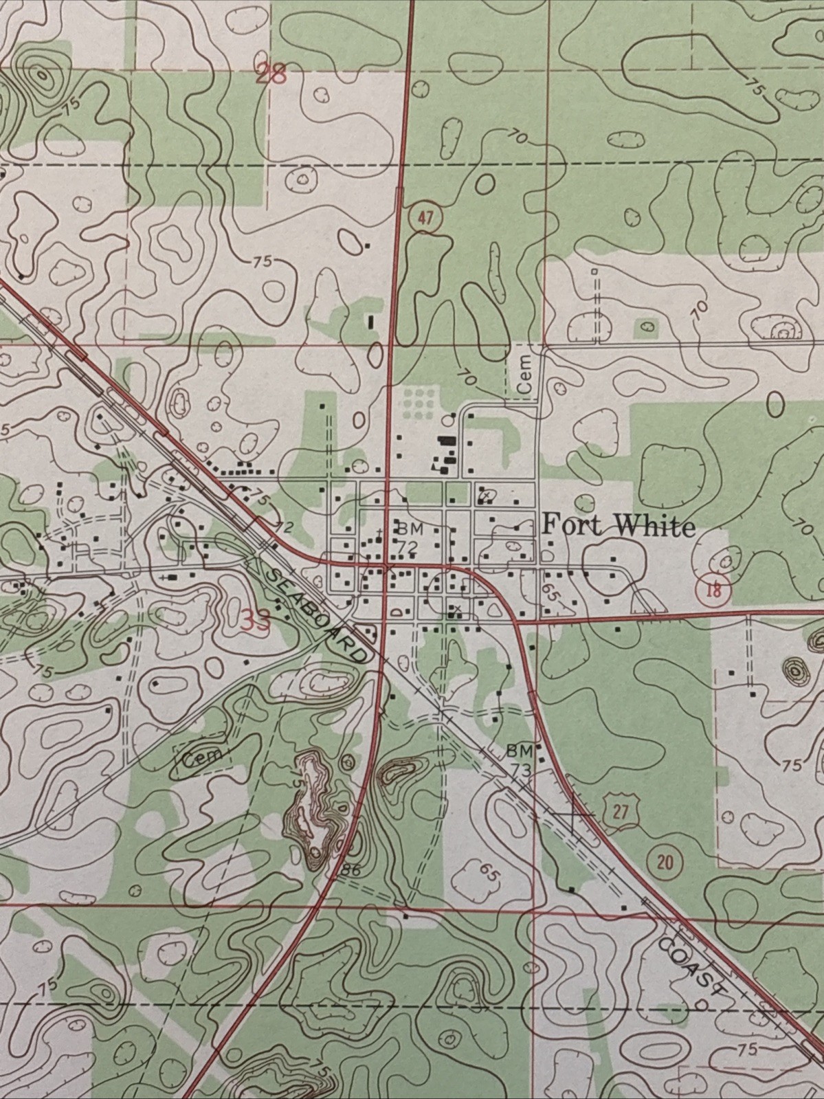 Vintage 1969 Fort White Florida US Geological Survey Map Seaboard Railway