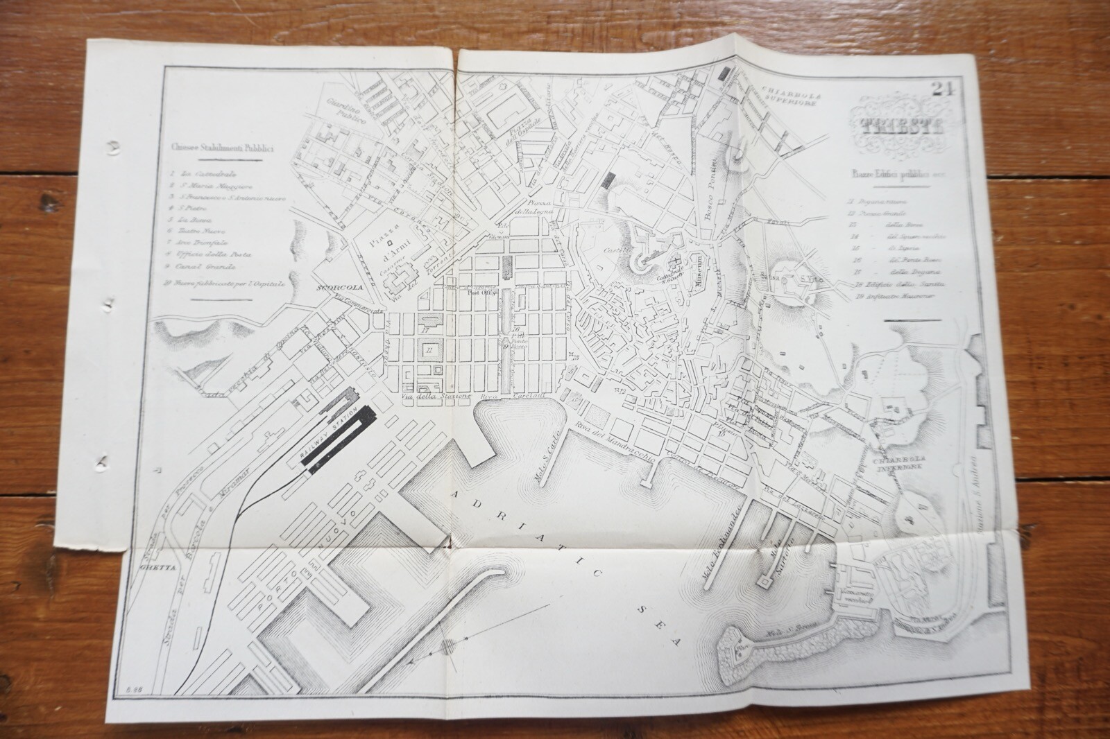1899 Bradshaws Map of Trieste Italy Original Railway Map