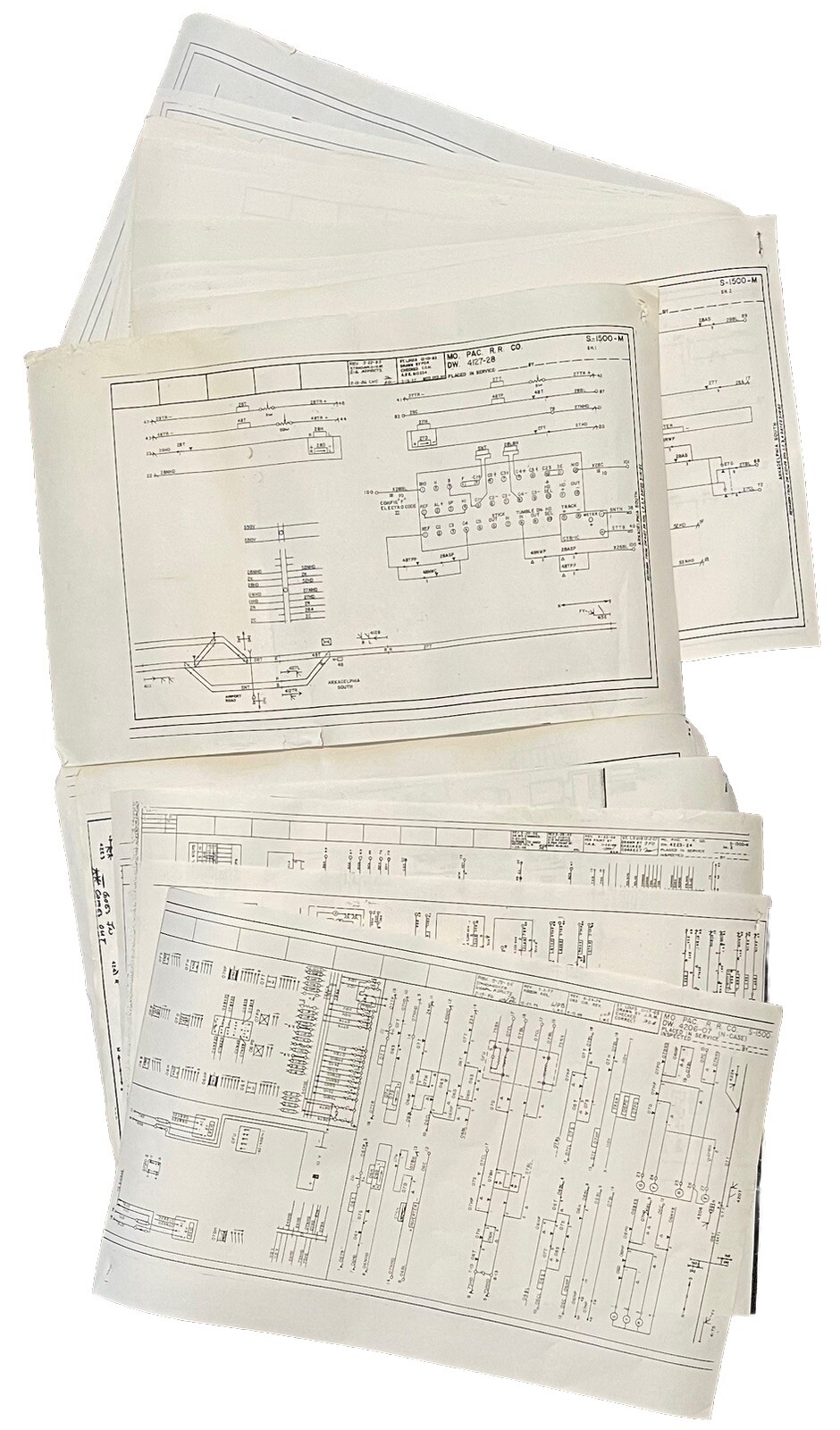 Twenty Original Pacific Railroad Company Engineering Blueprints / Maps
