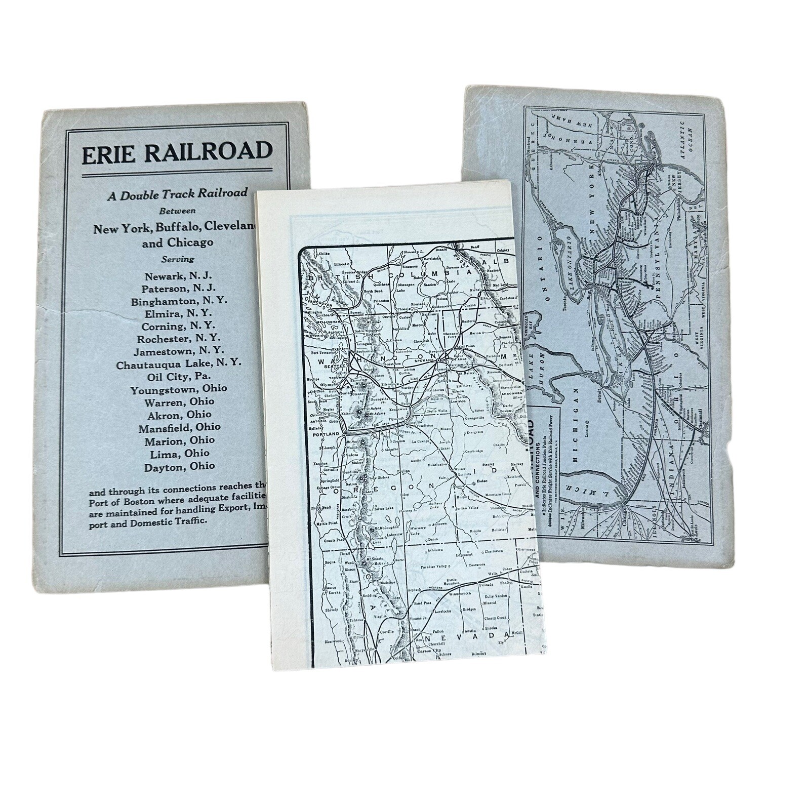 Antique Erie Railroad Map of New England Chicago & the West Booklet 1920s? FLAWS