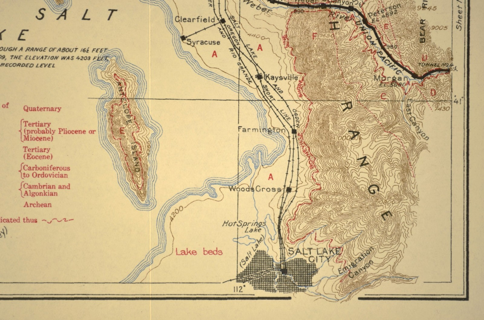 1915 Union Pacific Railroad Map Lucin Cutoff Ogden Utah Brigham Salt Lake City