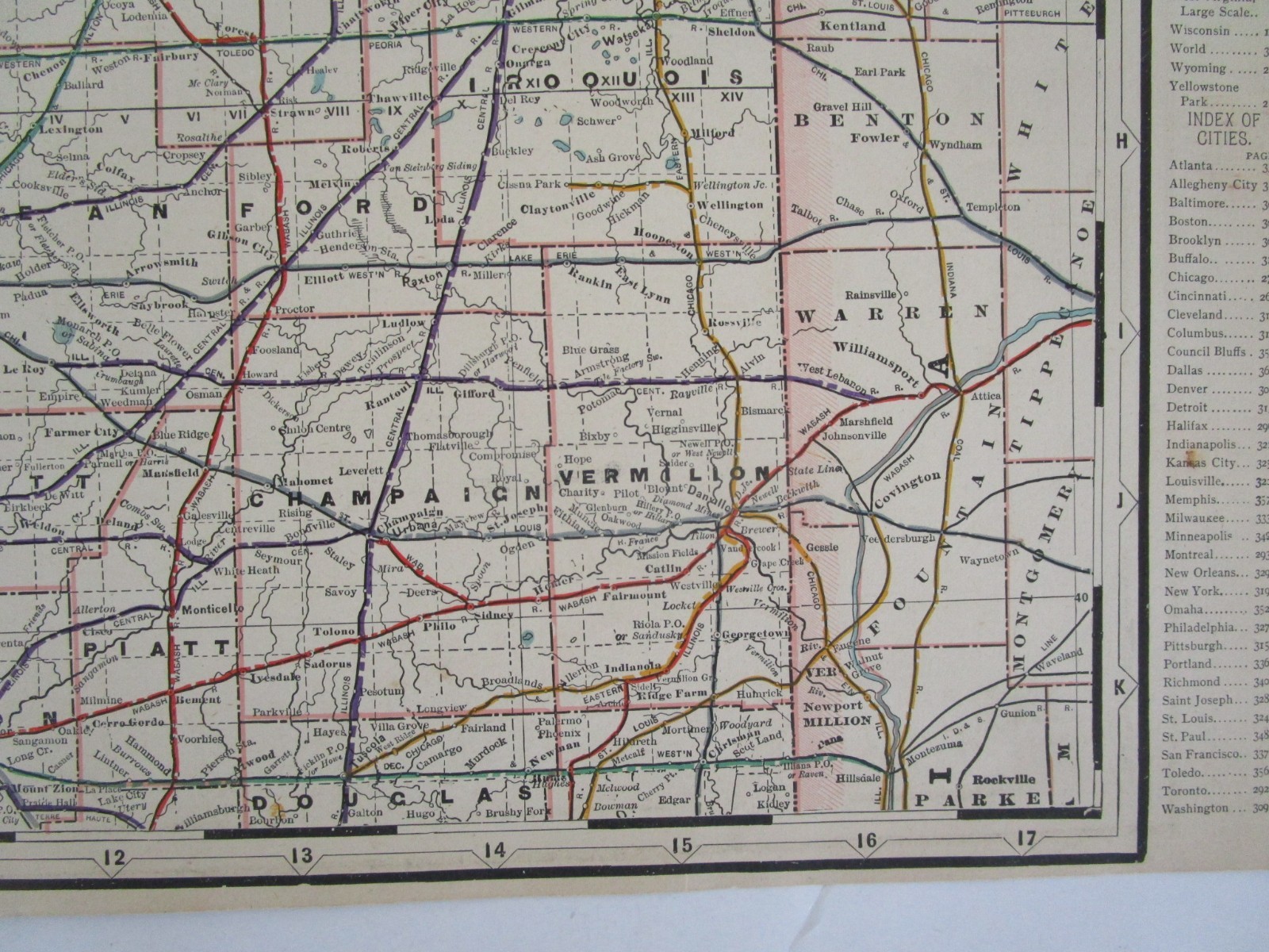IL 1891 NORTHERN ILLINOIS Cram RAILROAD Map FULTON COUNTY NARROW GUAGE RR, LE&W