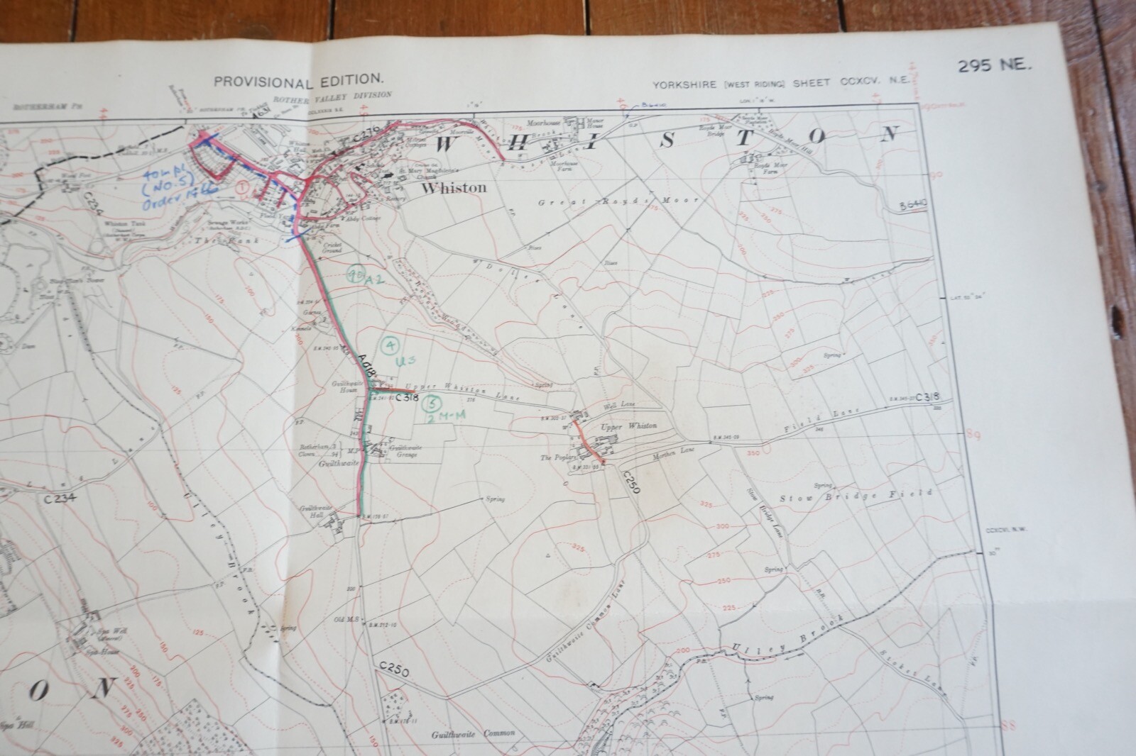 1938 Whiston Treeton Yorkshire LMS Railway OS Linen Map Ref 12