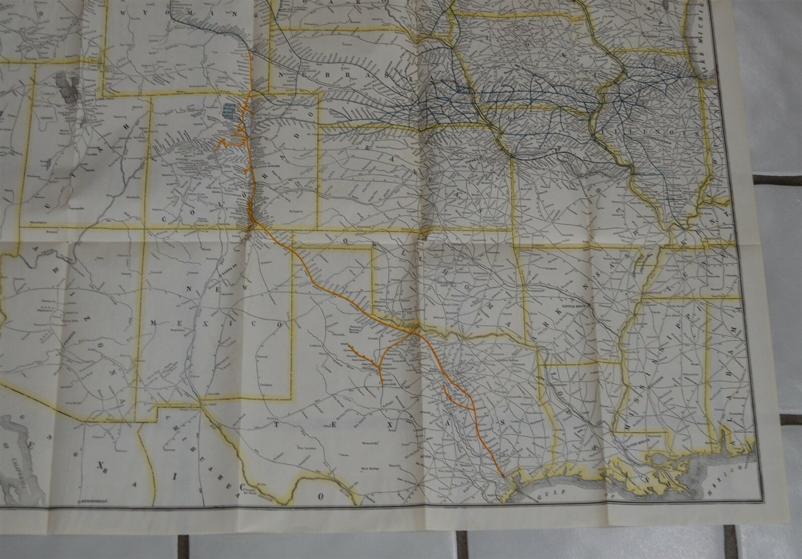 1917 CB&Q Great Northern Northern Pacific Colorado Southern System map 33″ x 20″