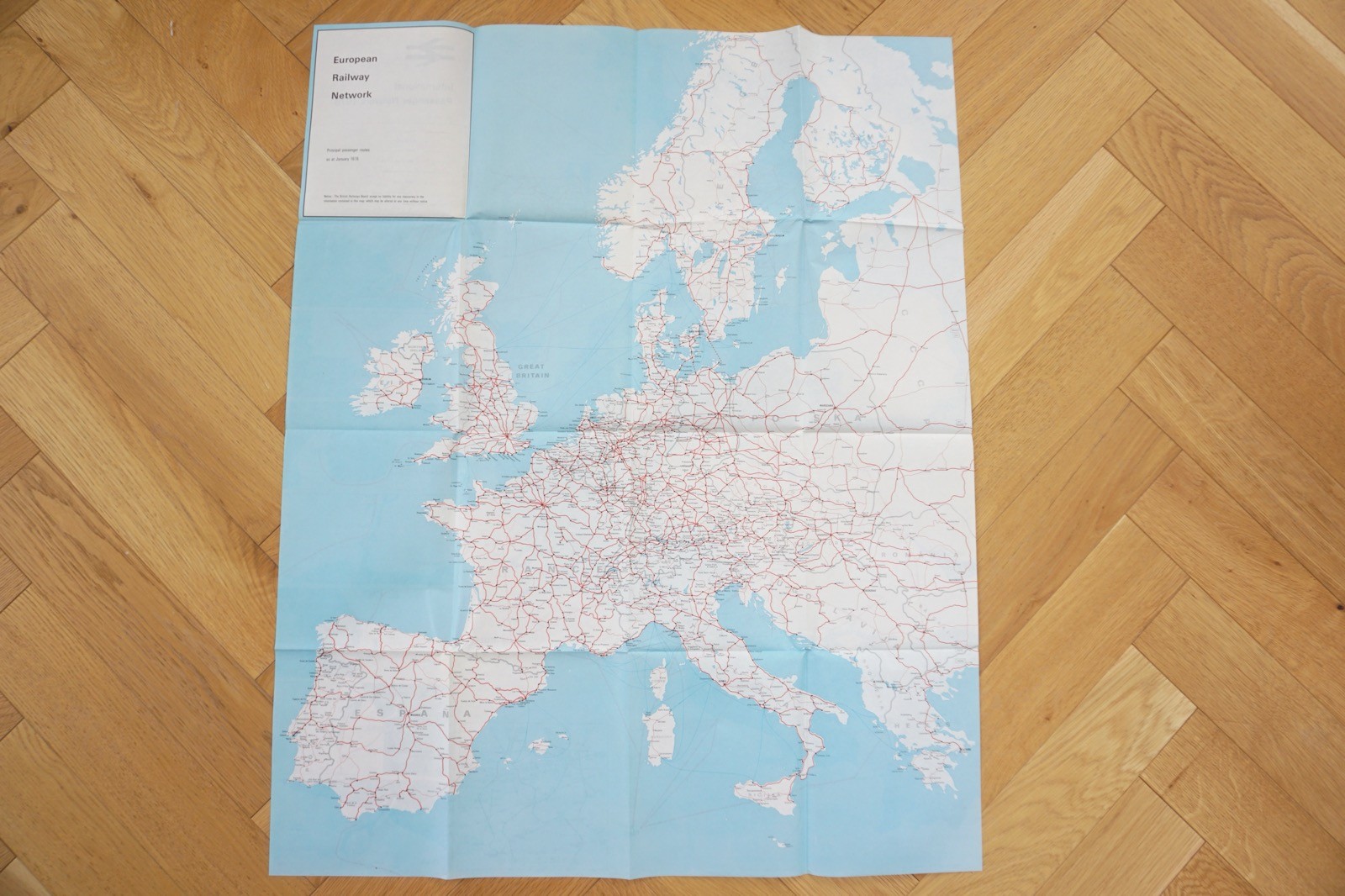 1976 British Rail International European Passenger Network Railway Map VGC