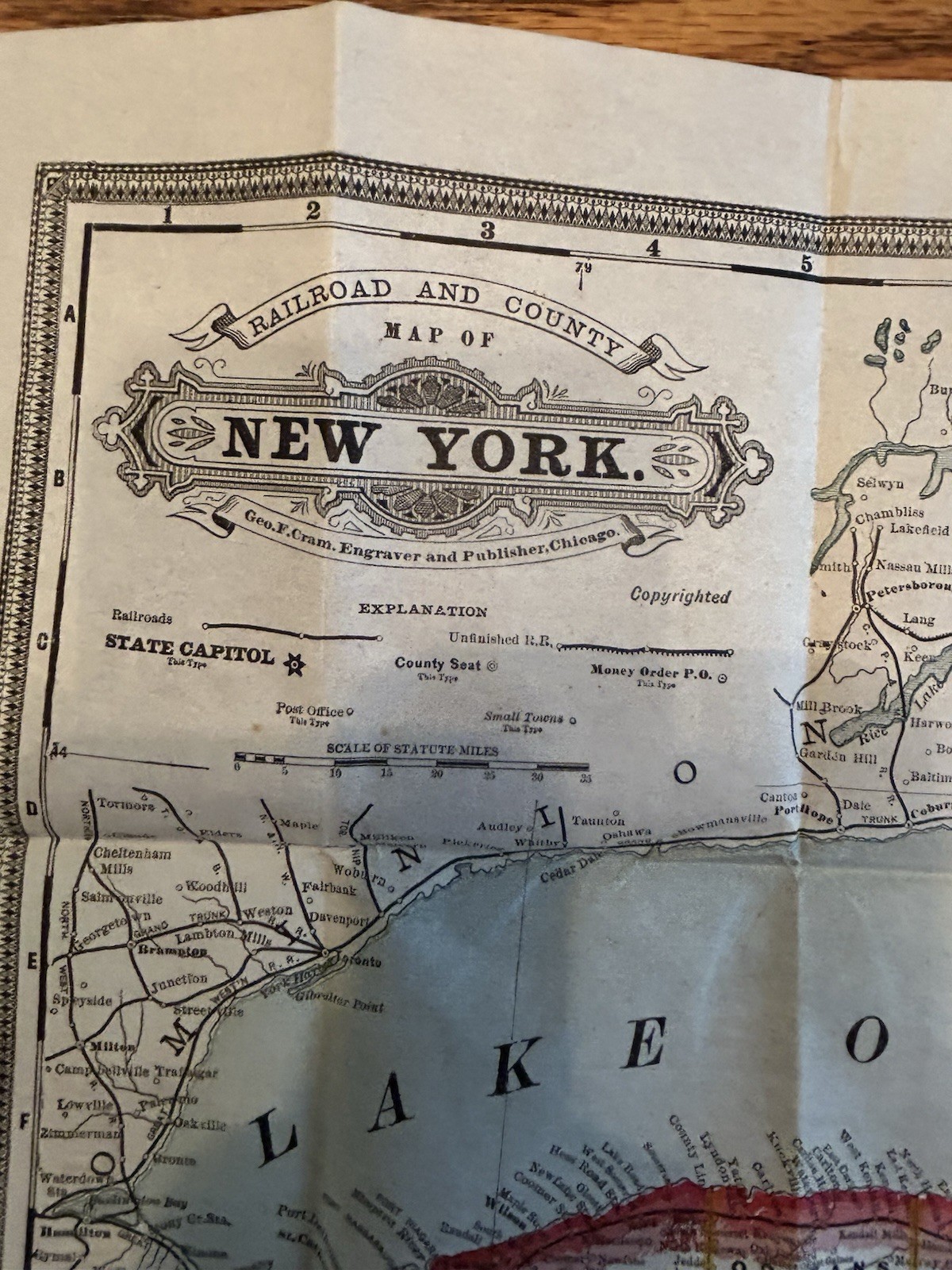 Indexed Railroad And County Map Of NY 60 Pages Geo Cram Pub. Mid 1850s Ex Con