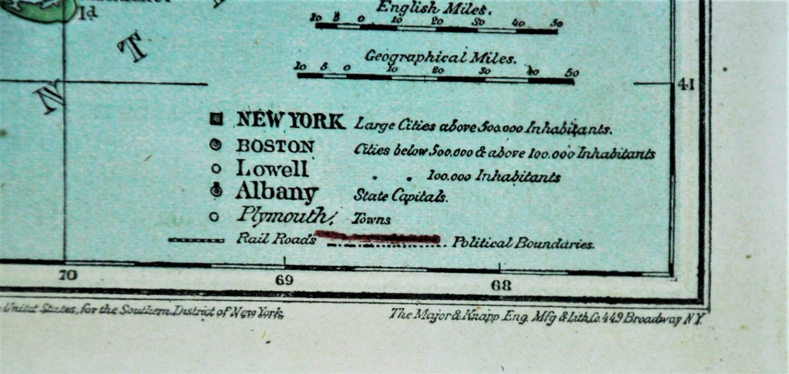 1865 Guyot Physical Map New England States 10 ¾” x 8 ¼” (BI#2100-RA/191108)