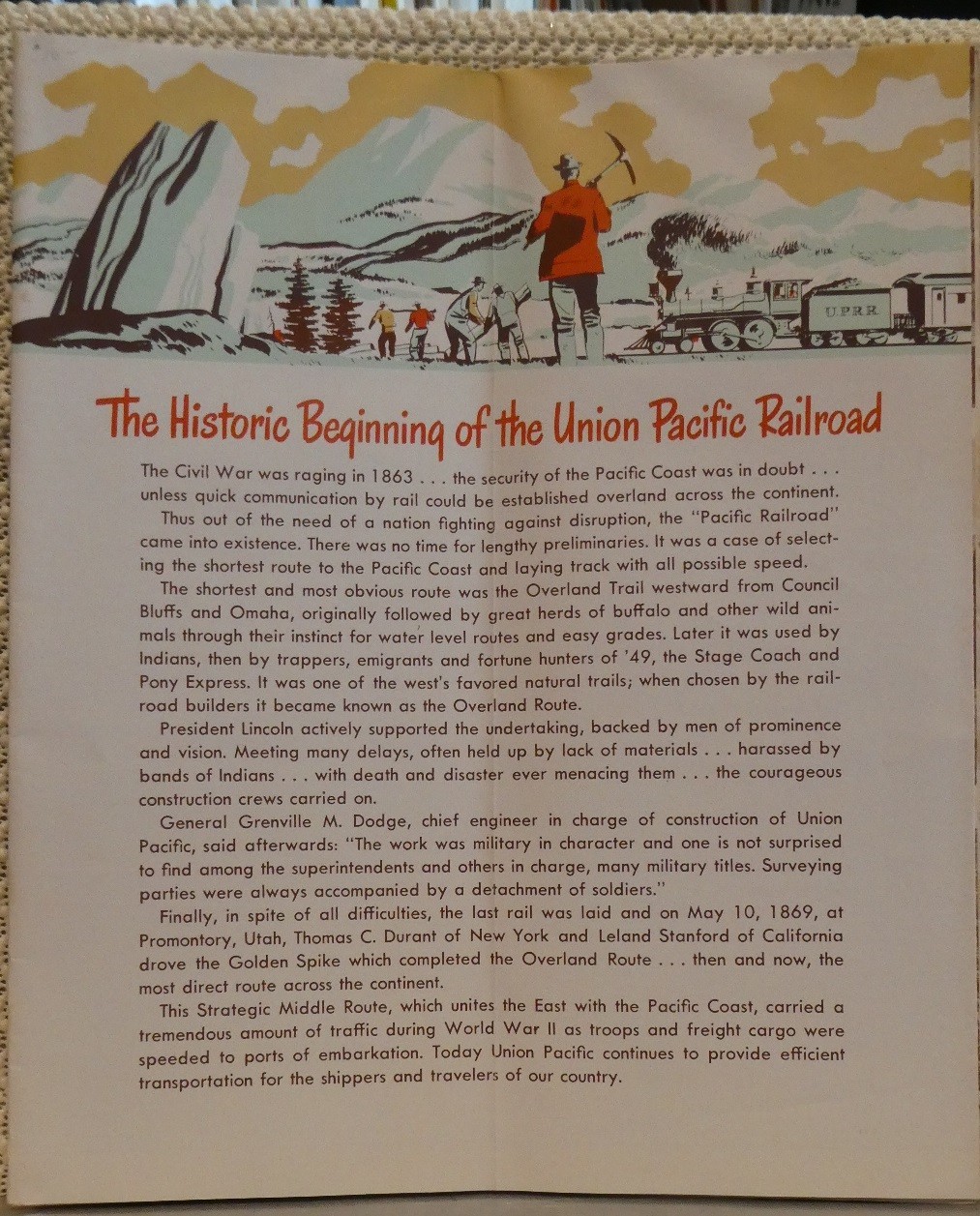 Railroad Map Union Pacific 1959
