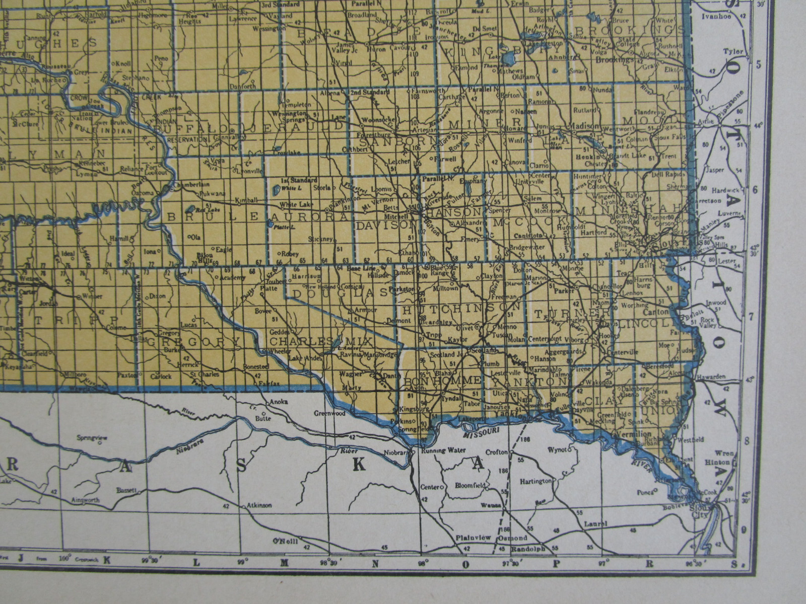TN SD Vtg 1939 TENNESSEE RAILROAD Map. MORGAN & FENTRESS RR ~or~ SOUTH DAKOTA