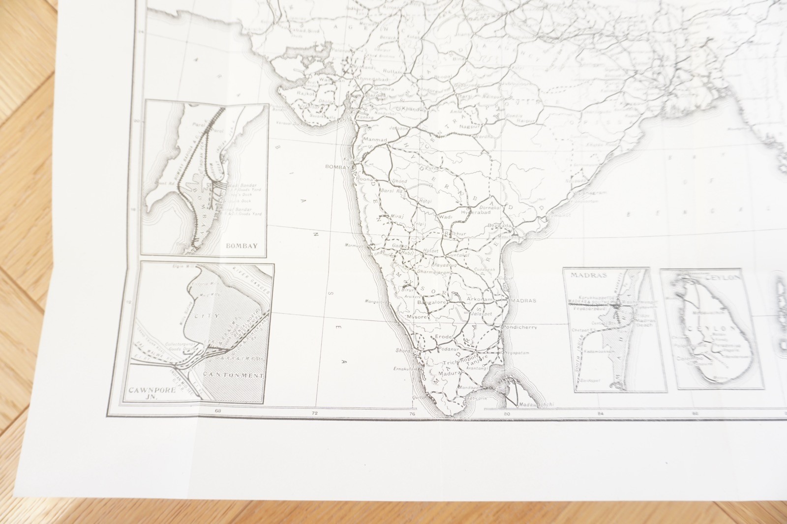 1922 India Railway Original Railway Map