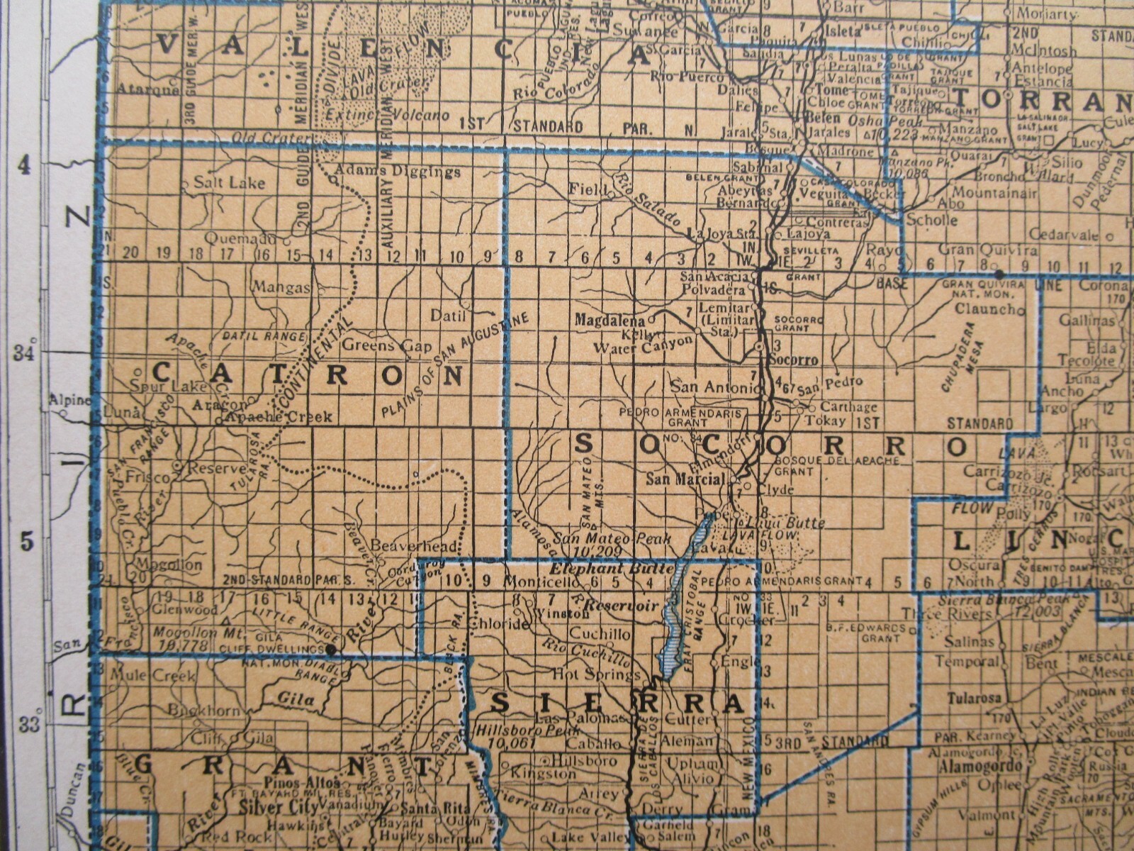 NM NJ Vtg 1939 NEW MEXICO RAILROAD Map. SANTA FE NORTHWESTERN RR or NEW JERSEY