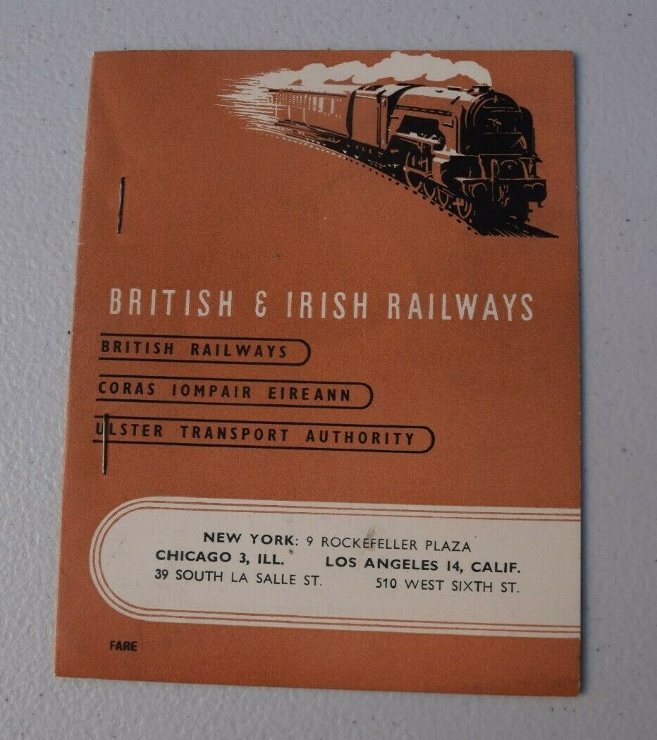 British & Irish Railways vintage Fare Ticket Booklet – no ticket