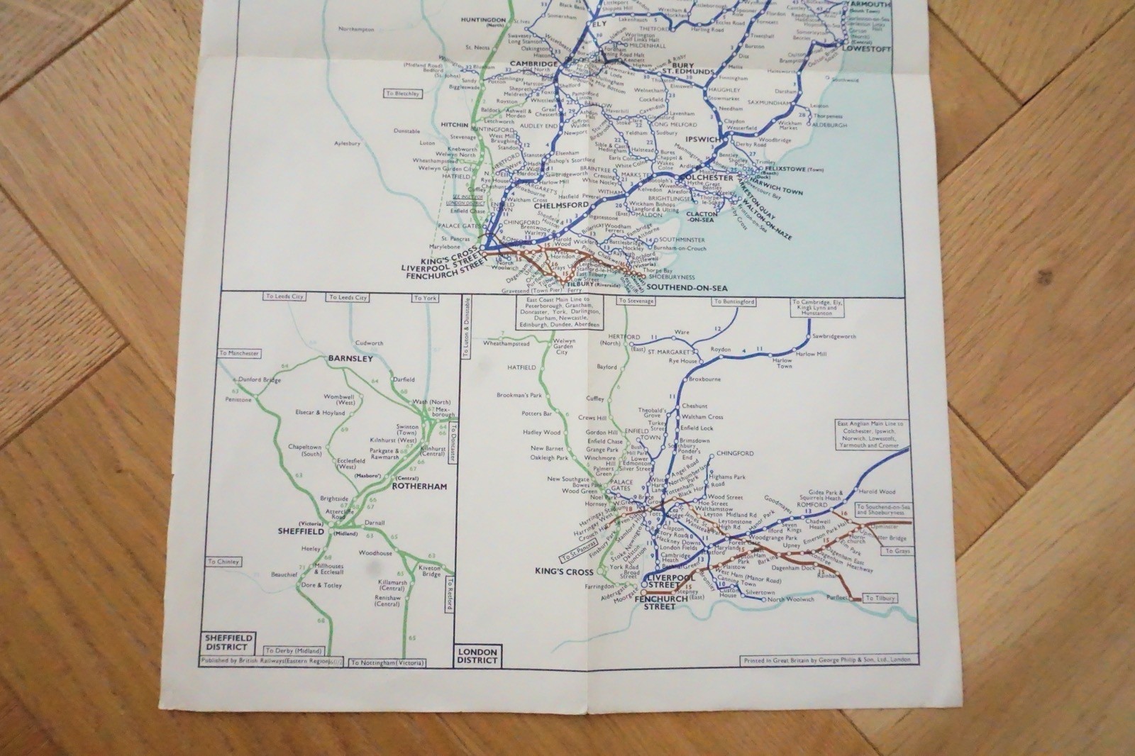 Feb 1960 Eastern Region British Rail Railway Map