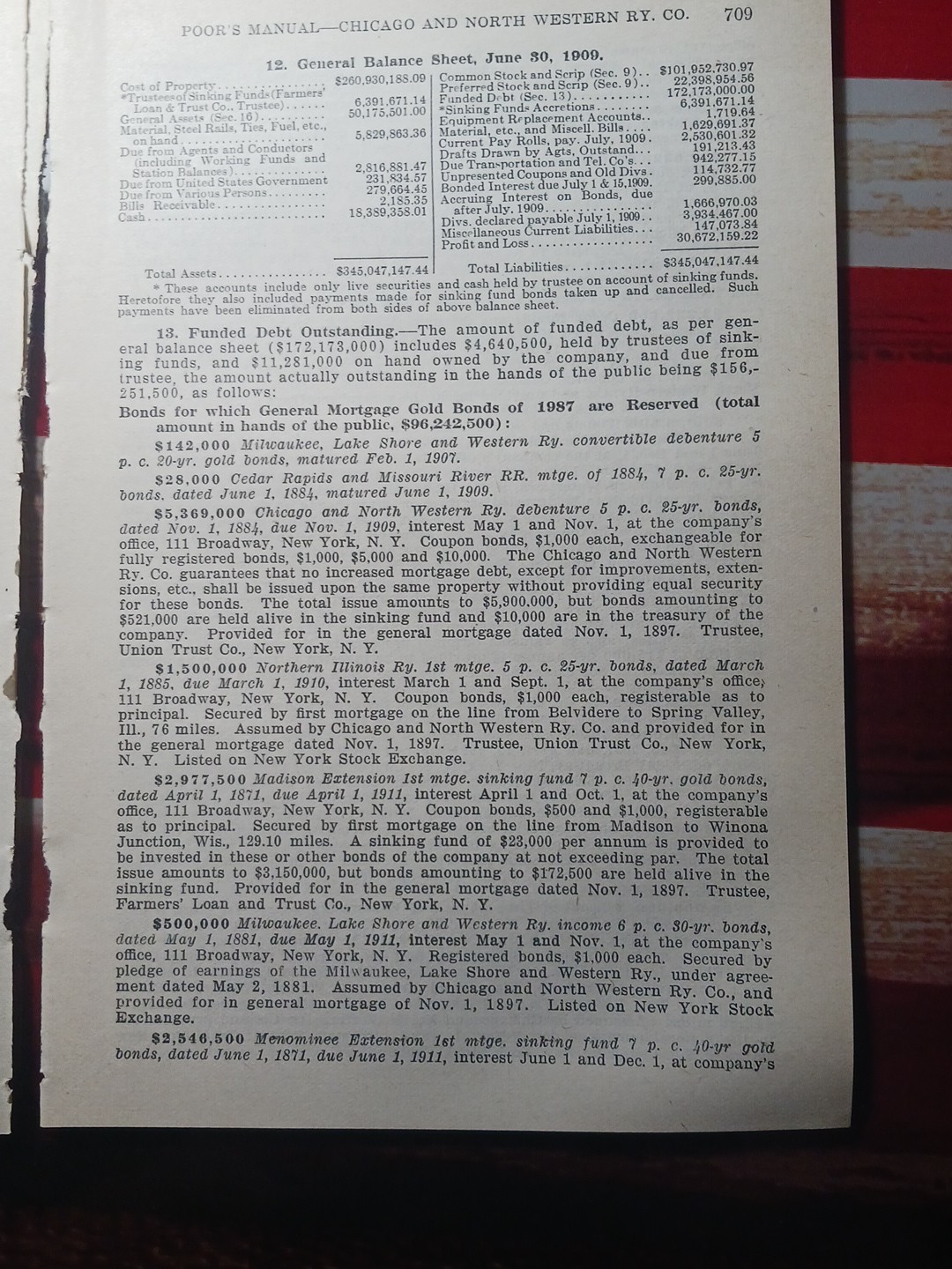 ~1910 Train Route Map + Report CHICAGO & NORTH WESTERN RAILWAY 8 Pages Railroad