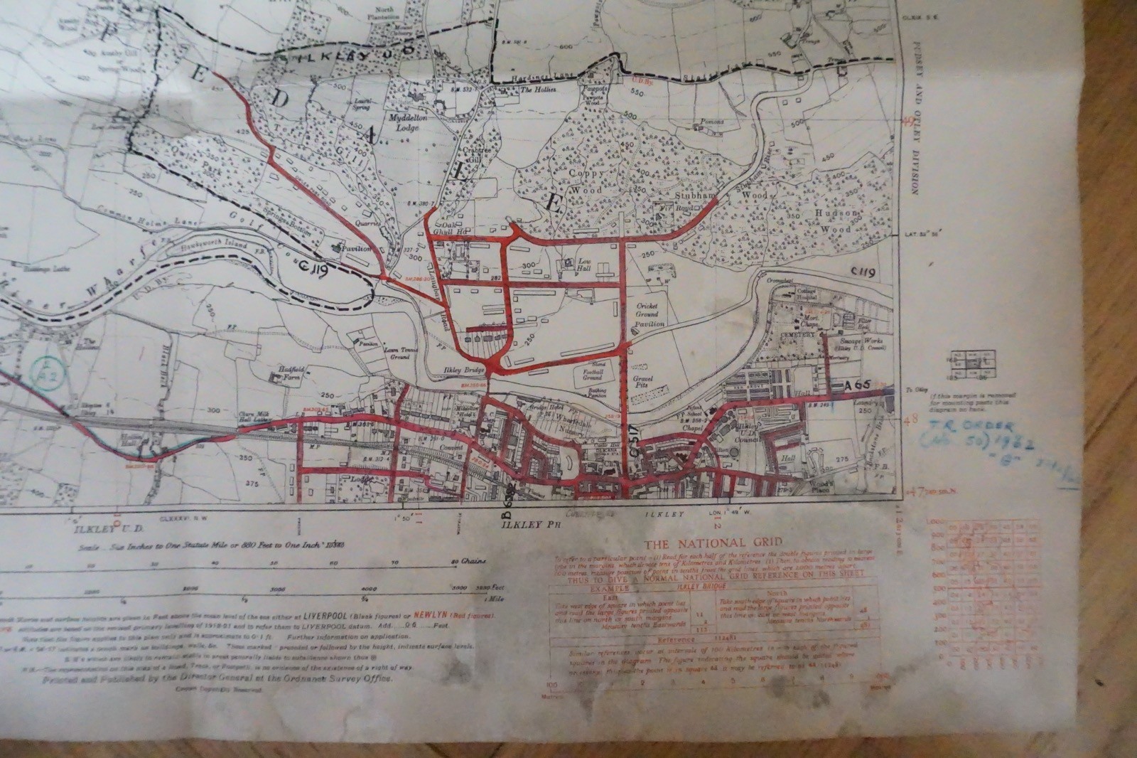 1938 Middleton Wharfedale Yorkshire LMS Railway OS Linen Map Ref 61 **