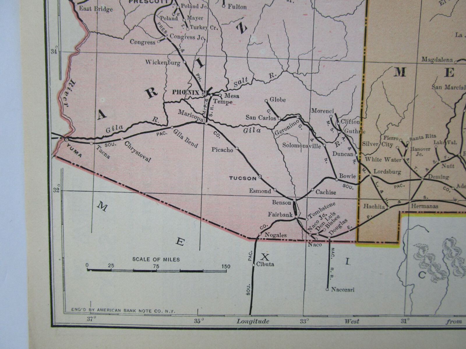 CO UT AZ NM DATED 1904 UTAH, COLORADO, NEW MEXICO, ARIZONA Poor’s Railroad Map
