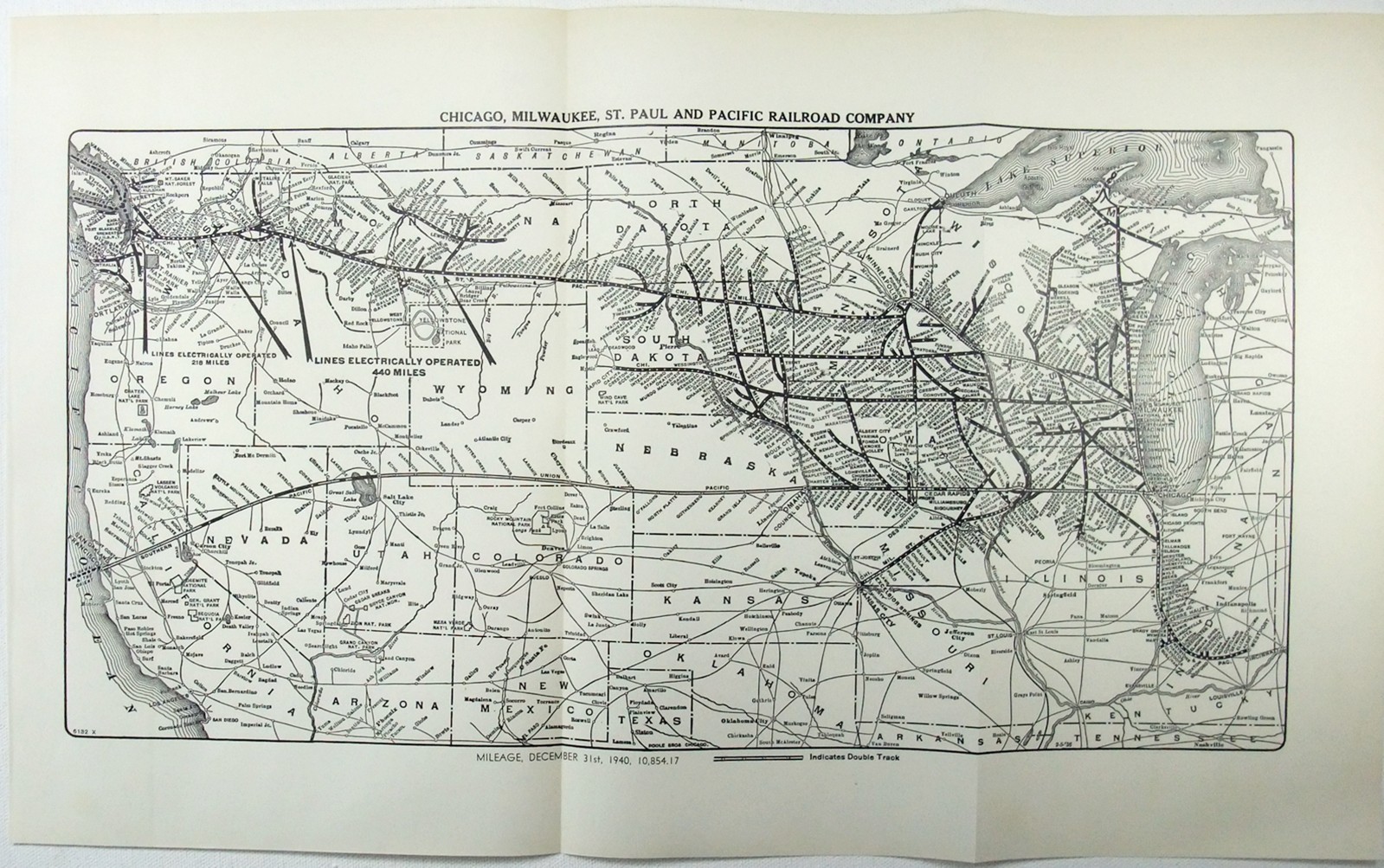 Chicago Milwaukee & St Paul Railroad – Original 1941 System Map. Antique