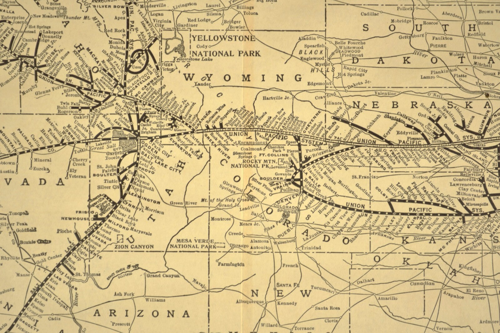 ca 1921 UNION PACIFIC Railroad Map Vintage Original RR System Map Antique