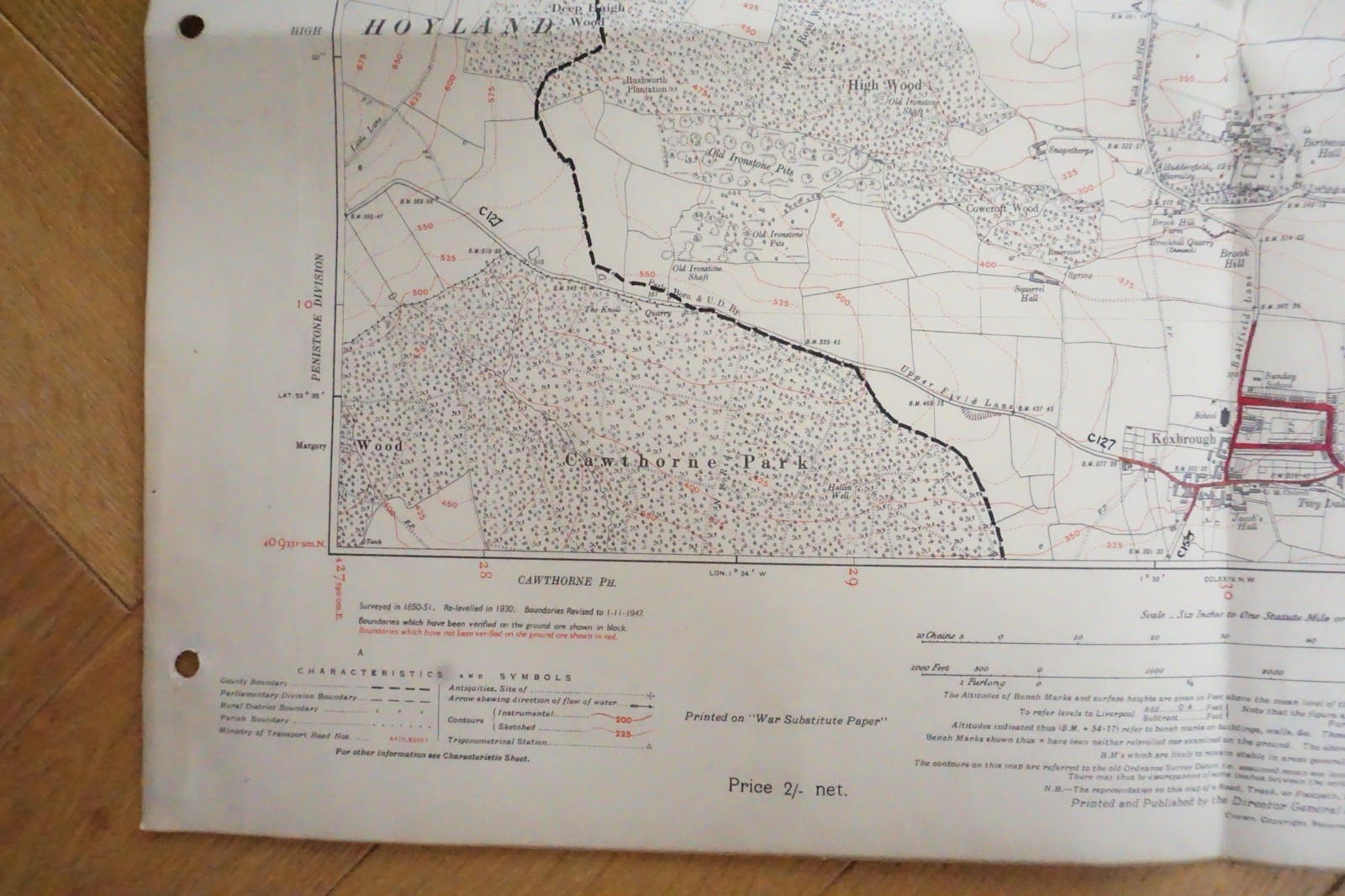 1938 Darton Hoyland Yorkshire LMS Railway OS Linen Map Ref 69 **