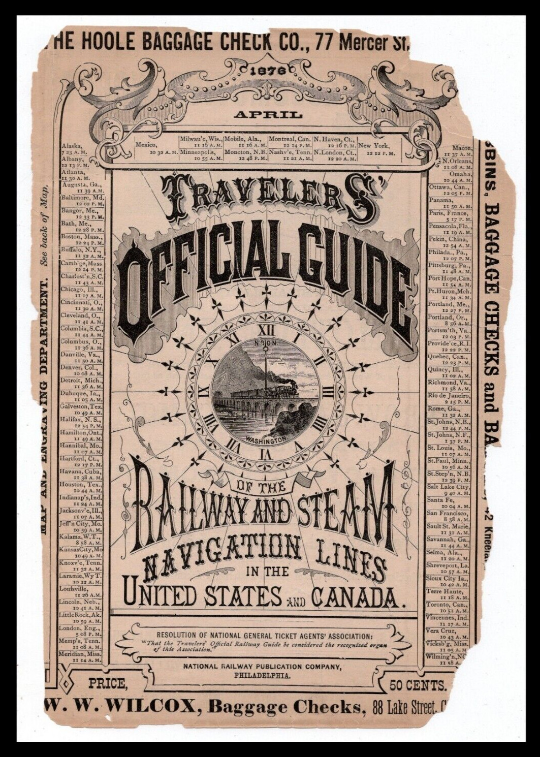 Rare 1876 CHICAGO, BURLINGTON and QUINCY Railroad Print Map & Routes
